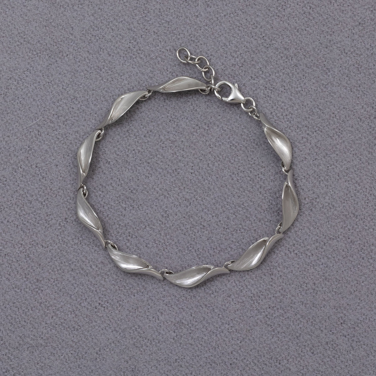 Silver Satin & Polished Folded Waves Bracelet