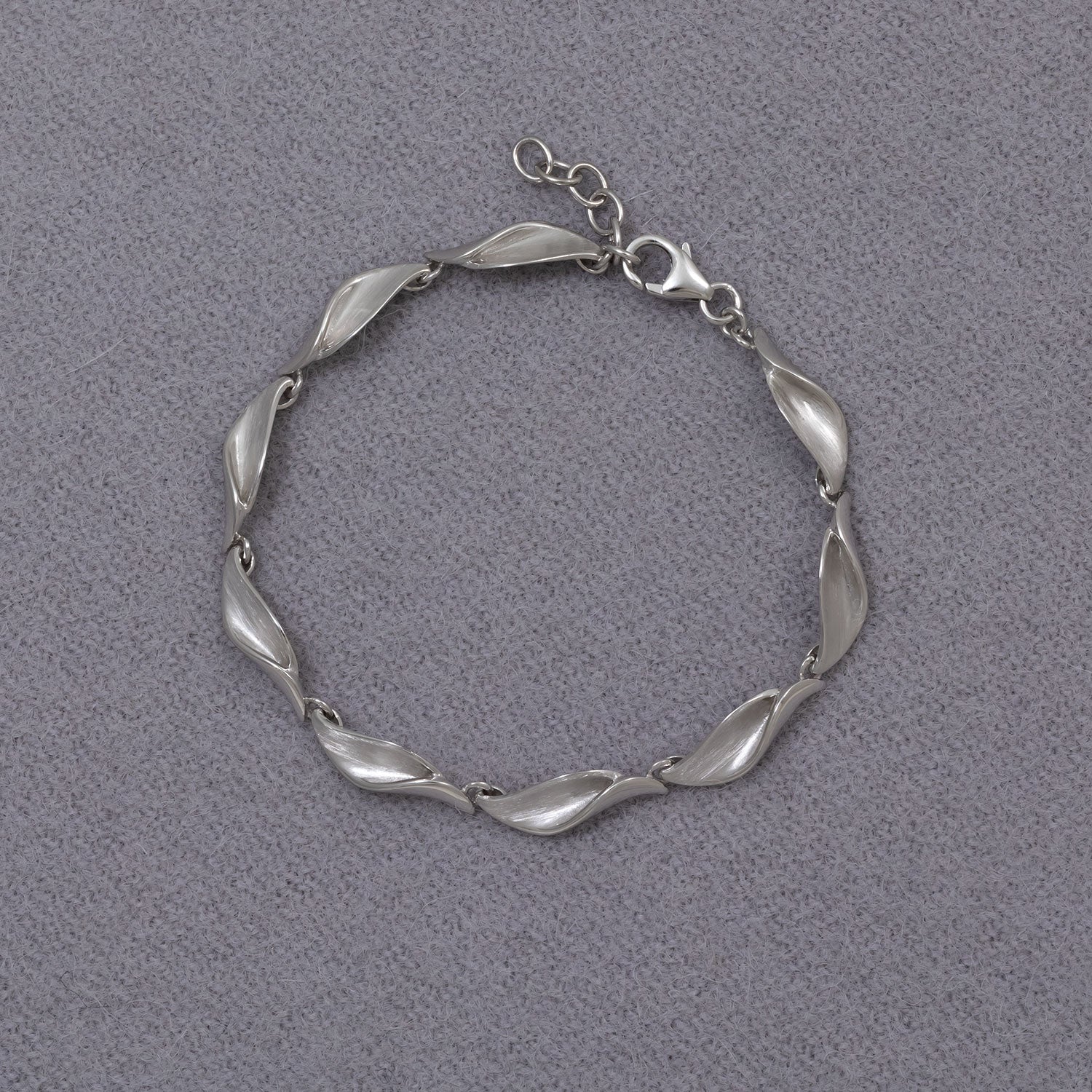 Silver Satin & Polished Folded Waves Bracelet