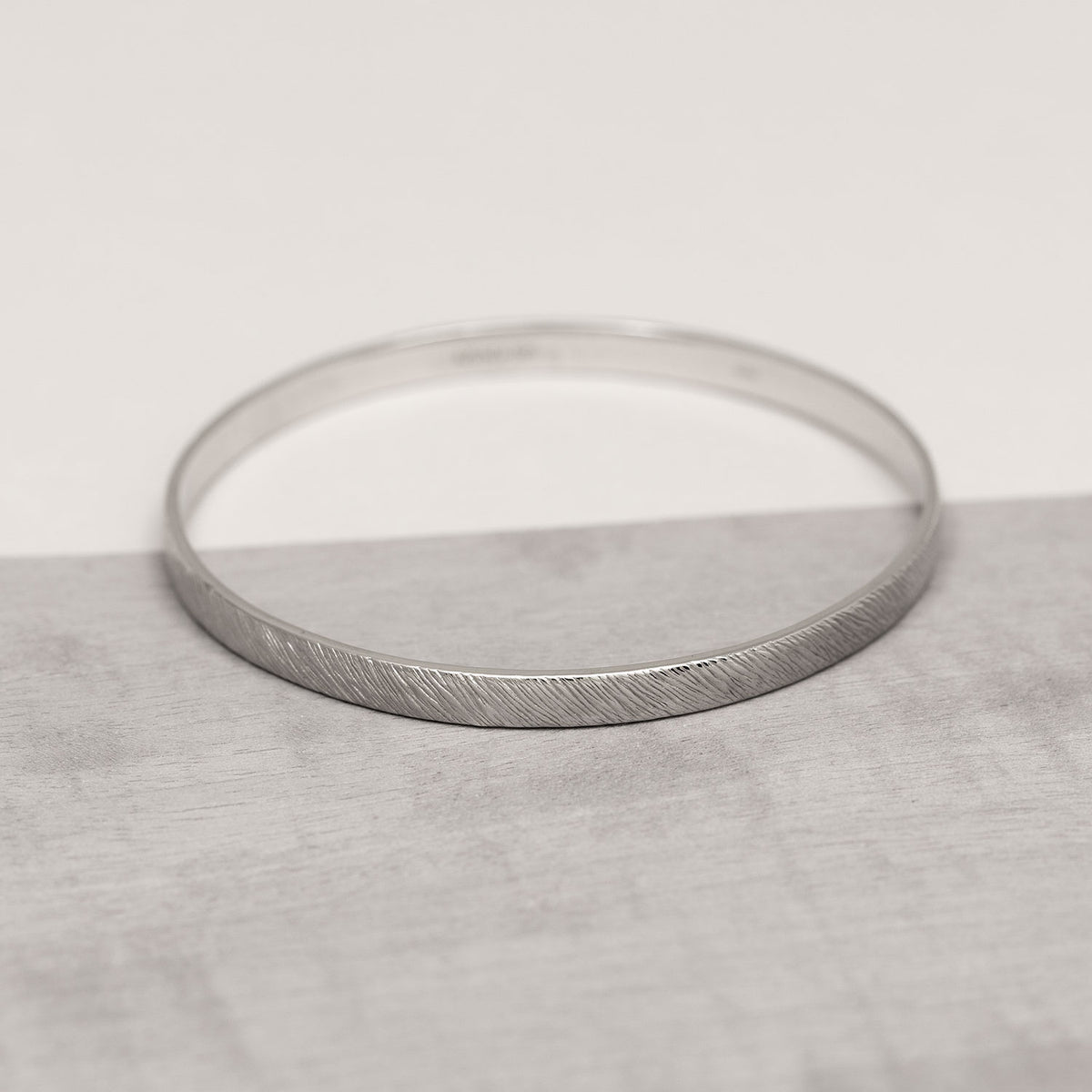 Sterling Silver Diagonal Textured Elements Bangle