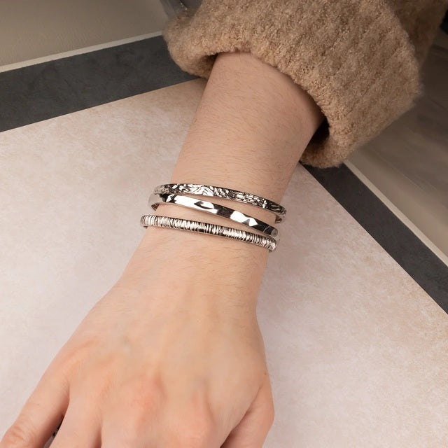 Sterling Silver Faceted Elements Bangle