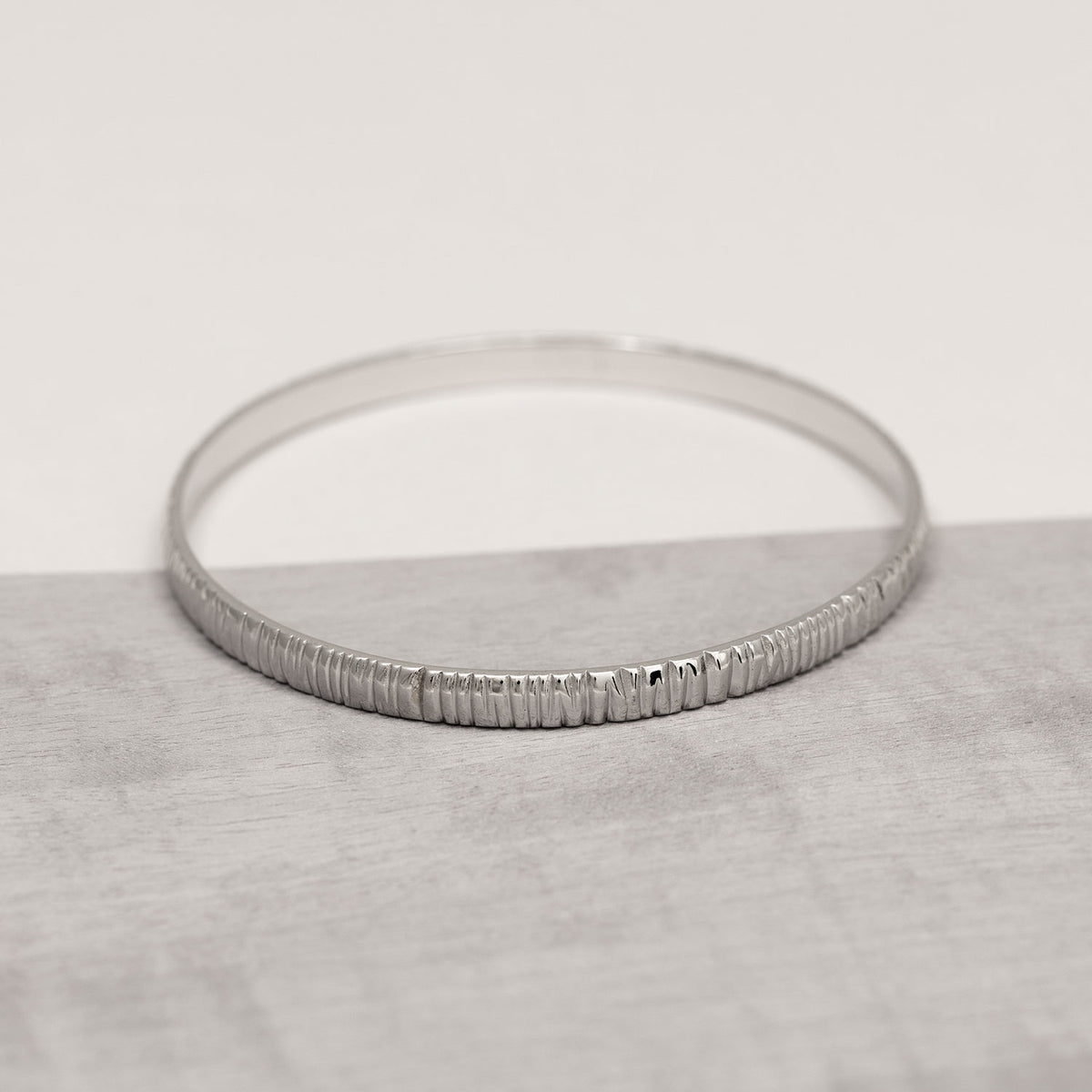 Sterling Silver Grooved Elements Bangle