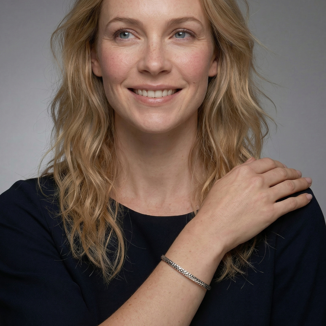 Sterling Silver Honeycomb Elements Bangle