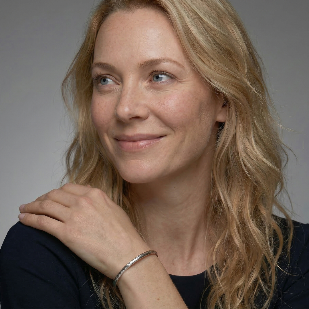 Sterling Silver Satin Hammered Elements Bangle