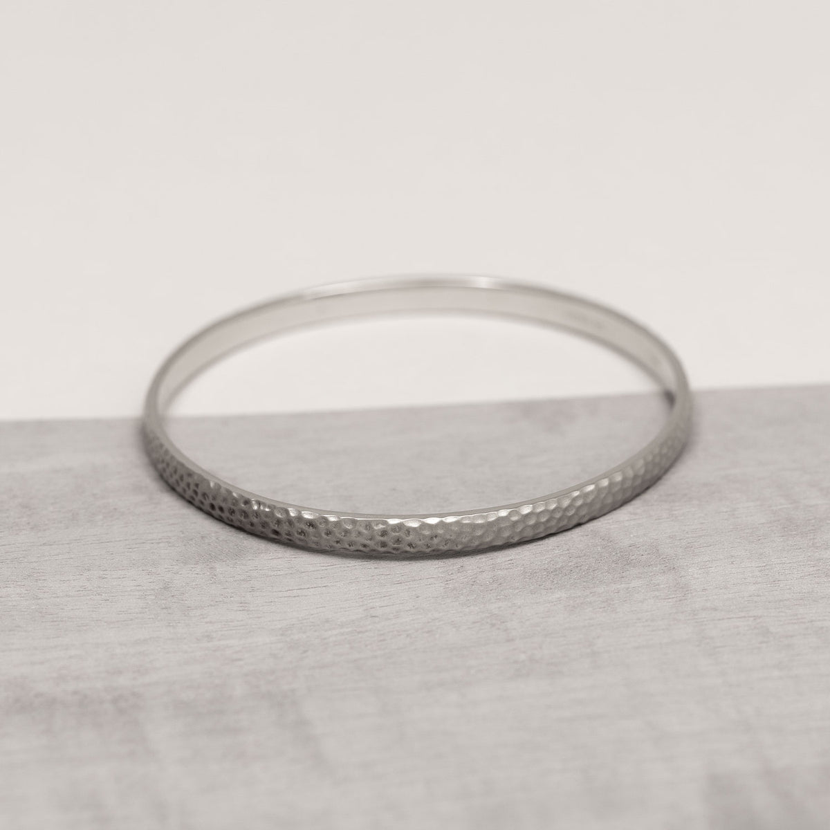 Sterling Silver Satin Hammered Elements Bangle