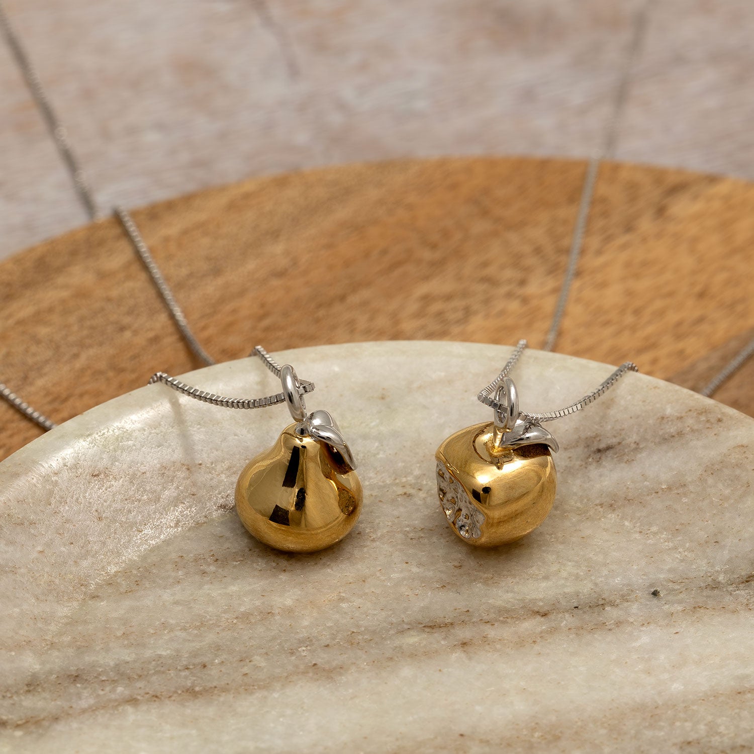 Sterling Silver & Yellow Gold Vermeil Pear Pendant