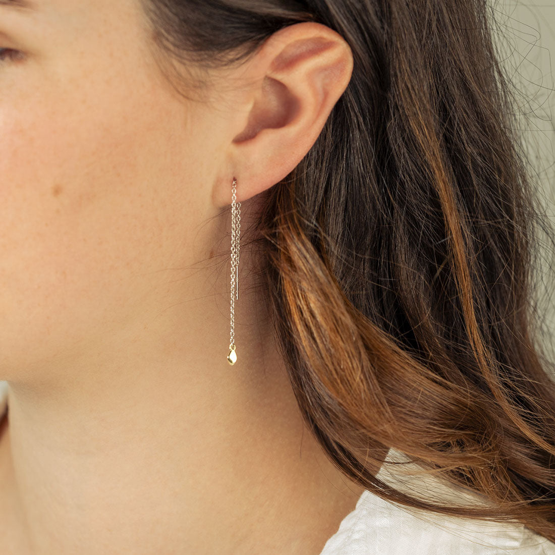 Cloudburst Raindrops Threader Earrings