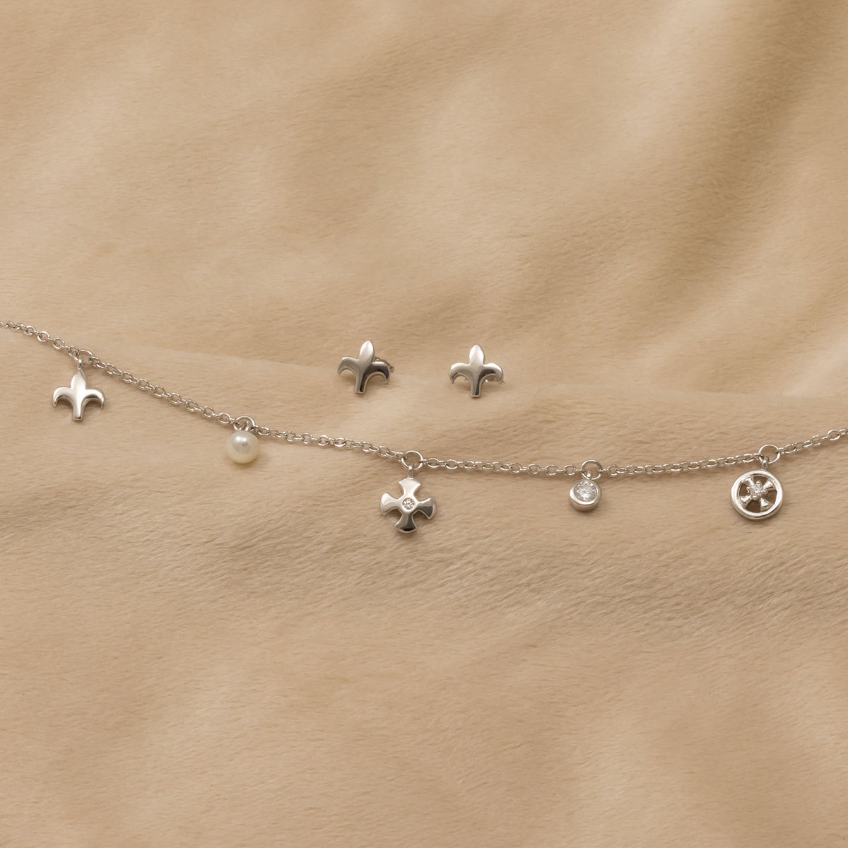 Silver St Cuthbert Charms Bracelet