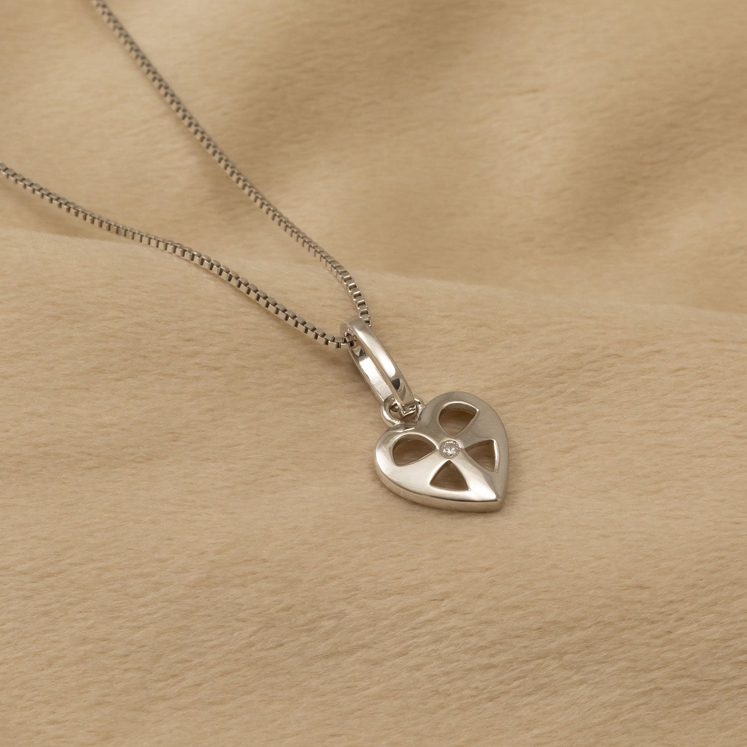 Silver St Cuthbert Cross Heart Pendant
