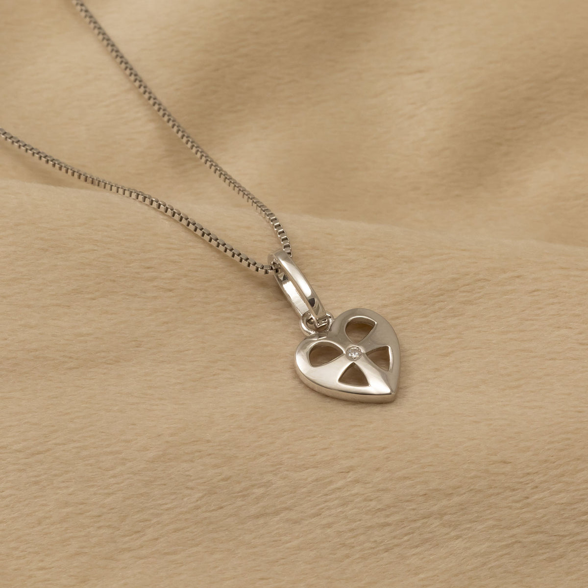 Silver St Cuthbert Cross Heart Pendant