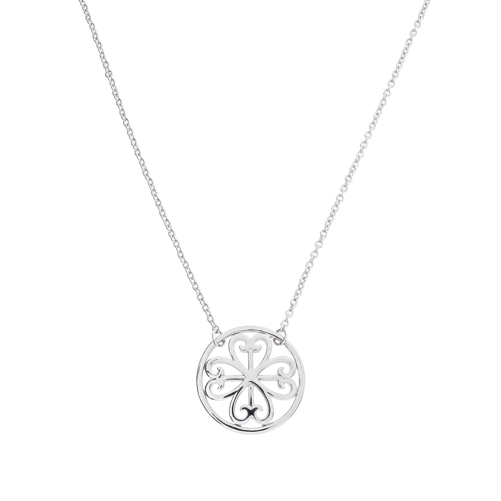 Silver Fleur de Lis Circle Necklace
