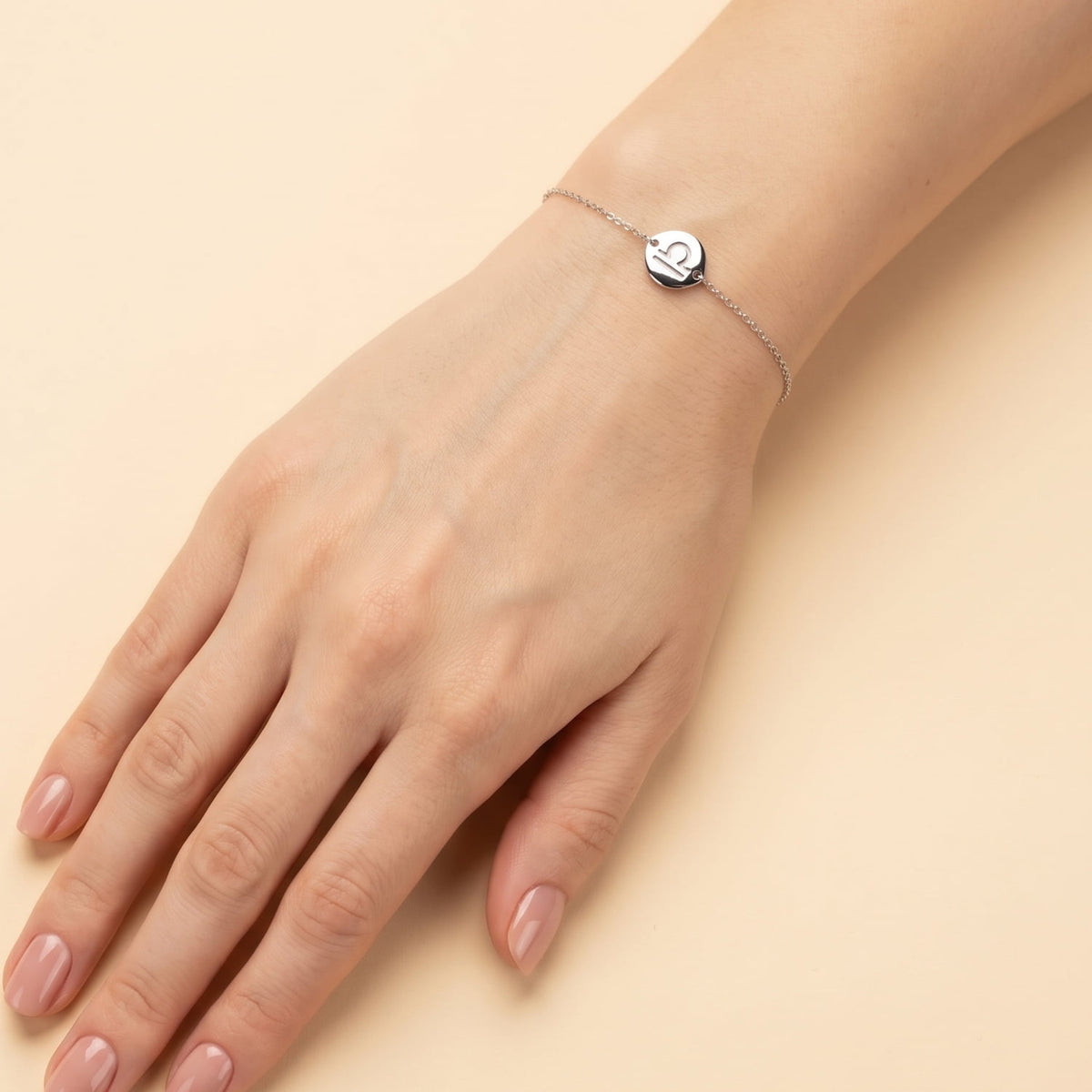 Silver Libra Zodiac Adjustable Bracelet
