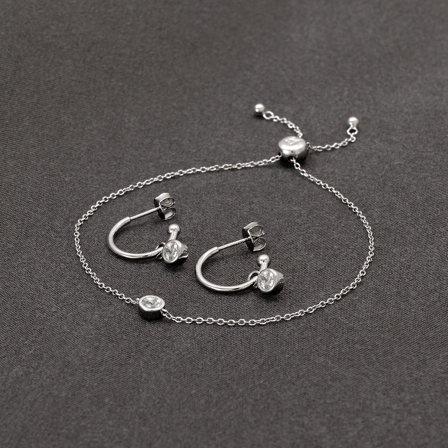 April Birthstone Hoop Earrings - White Topaz