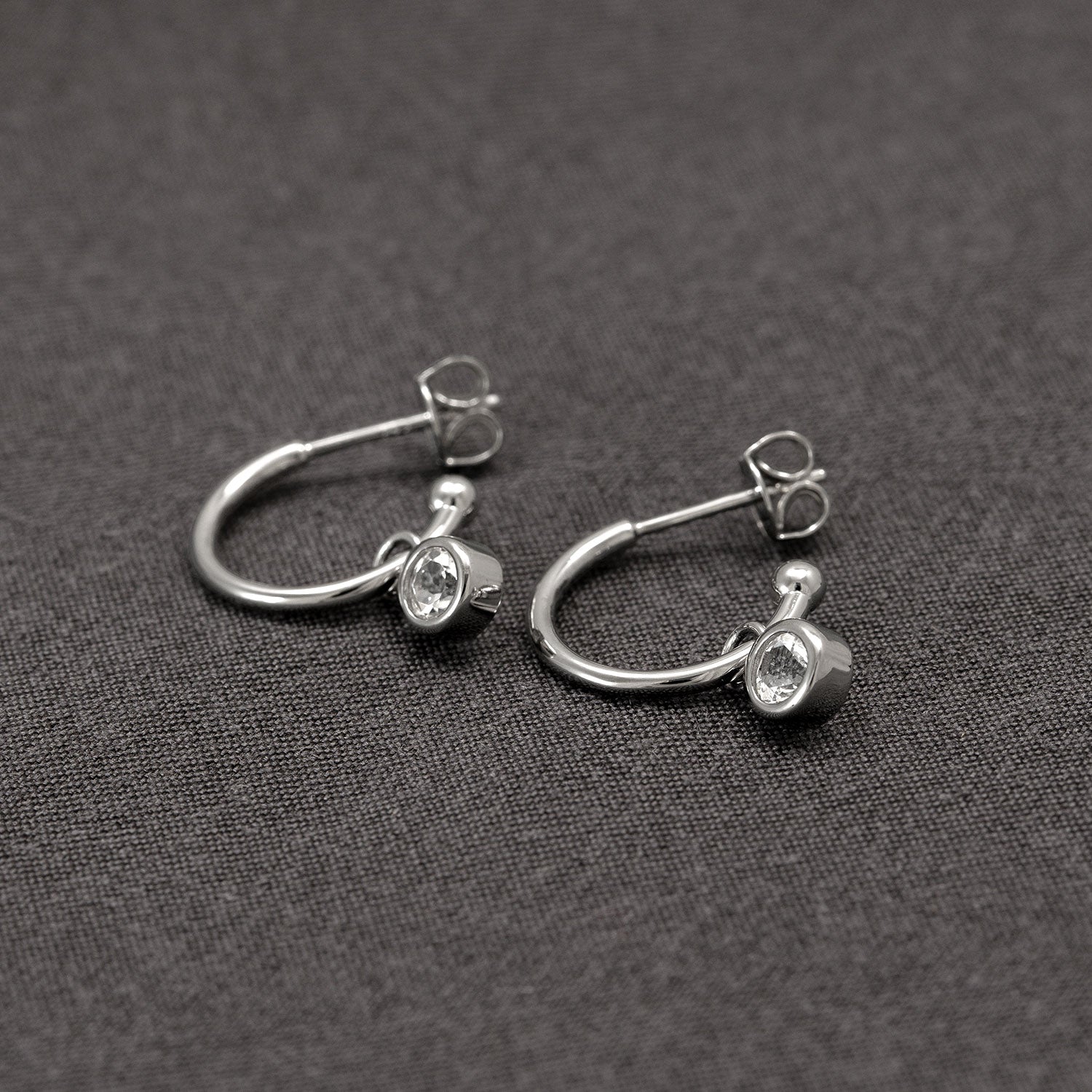 April Birthstone Hoop Earrings - White Topaz