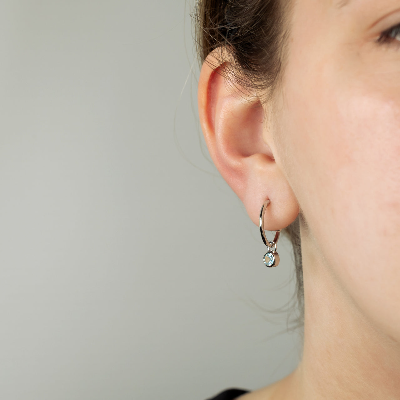 November Birthstone Hoop Earrings - Blue Topaz