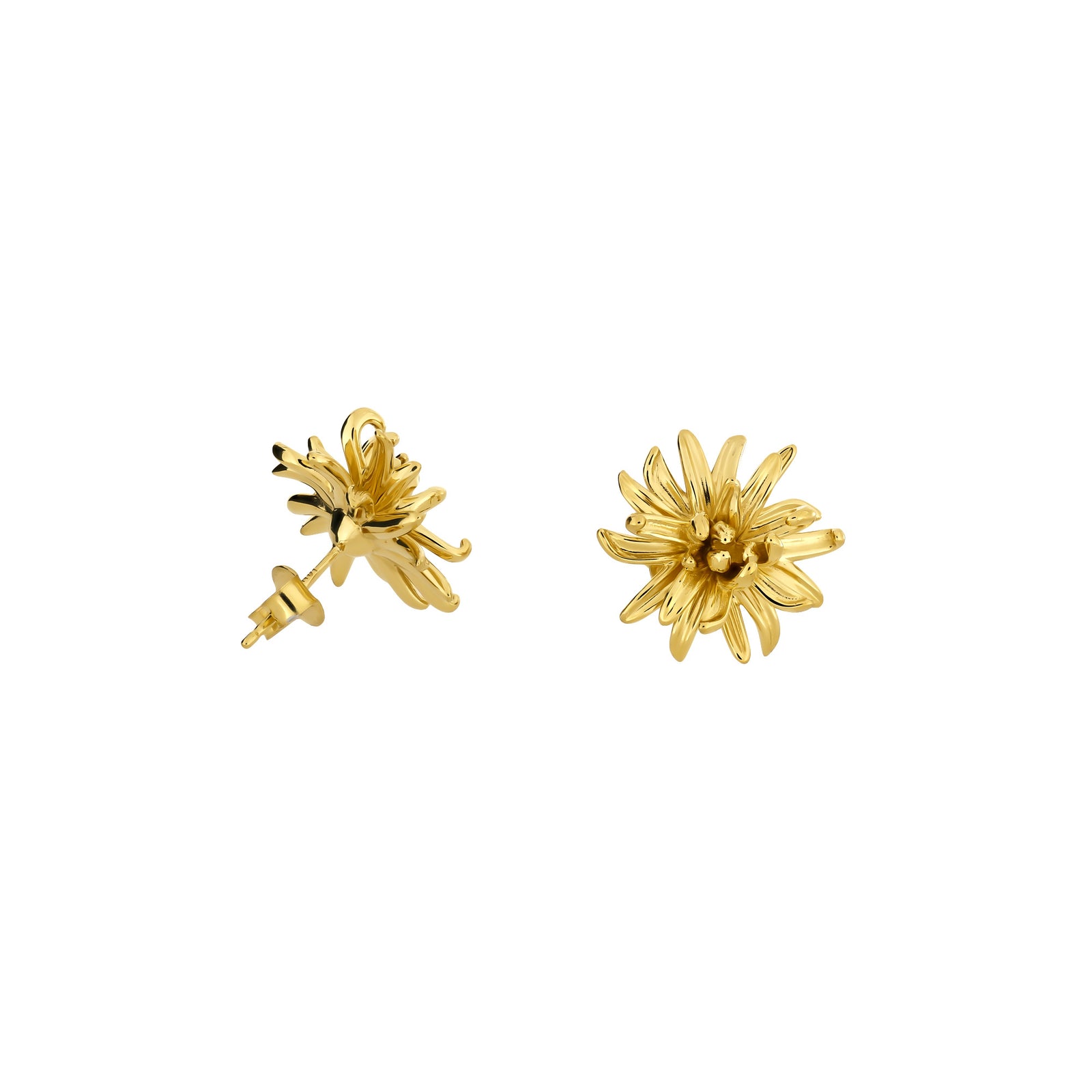 November - 9 Carat Gold Chrysanthemum Earrings