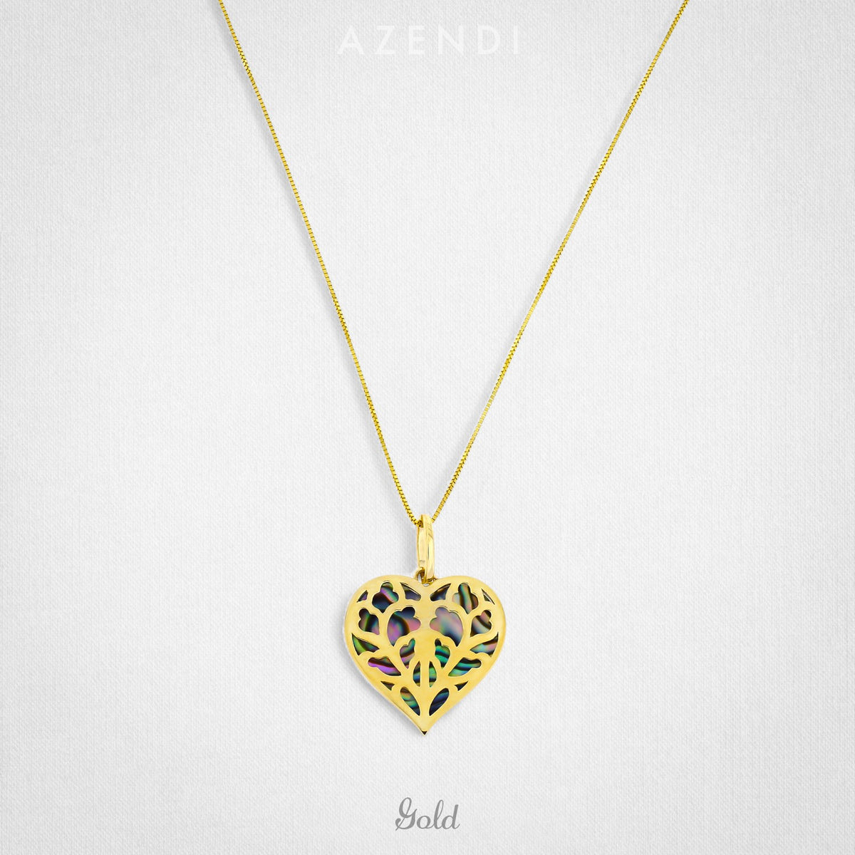 9 Carat Yellow Gold Heart of Yorkshire Abalone Pendant