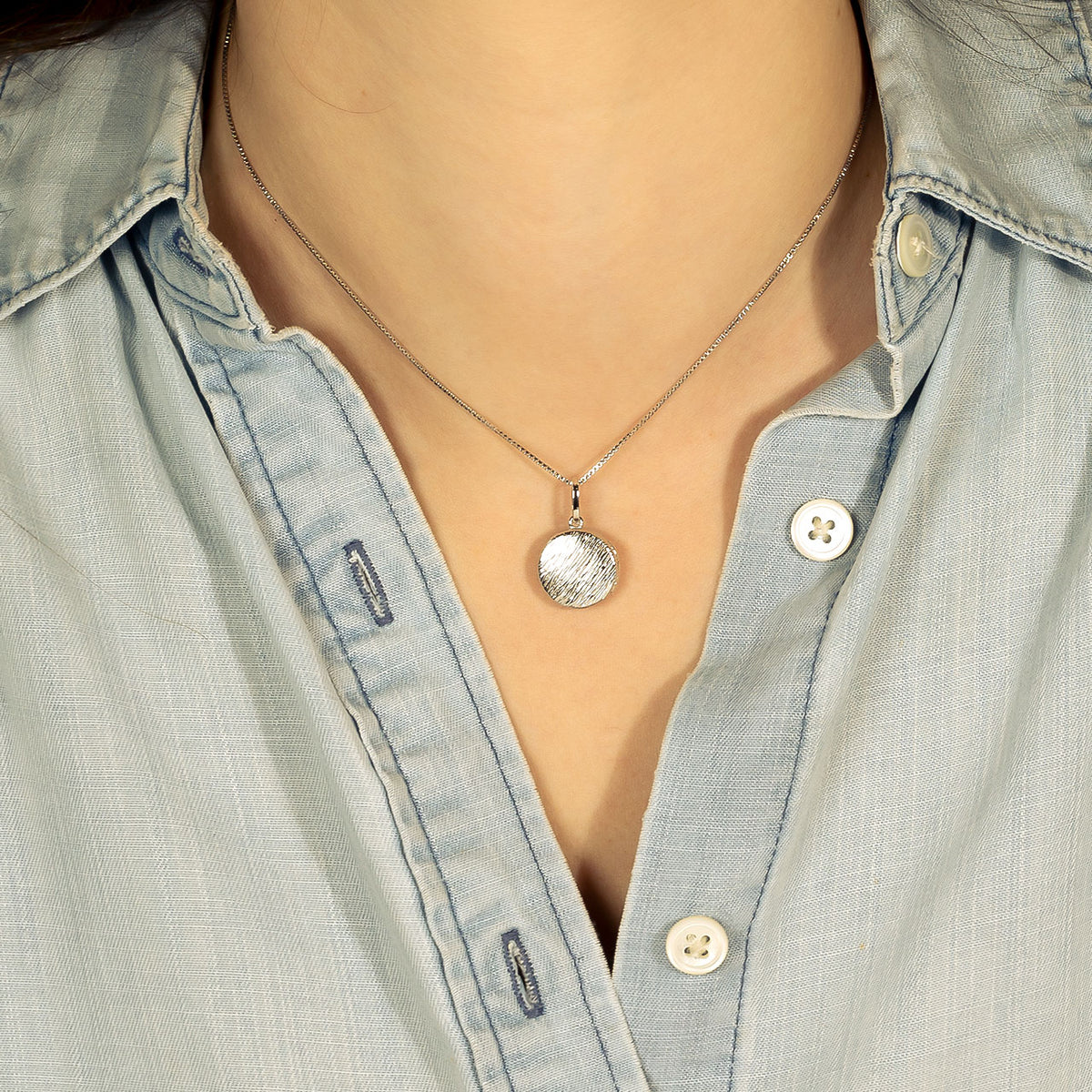 Sterling Silver Diagonal Textured Elements Locket Pendant