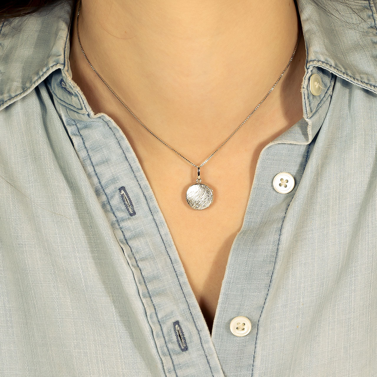 Sterling Silver Diagonal Textured Elements Locket Pendant