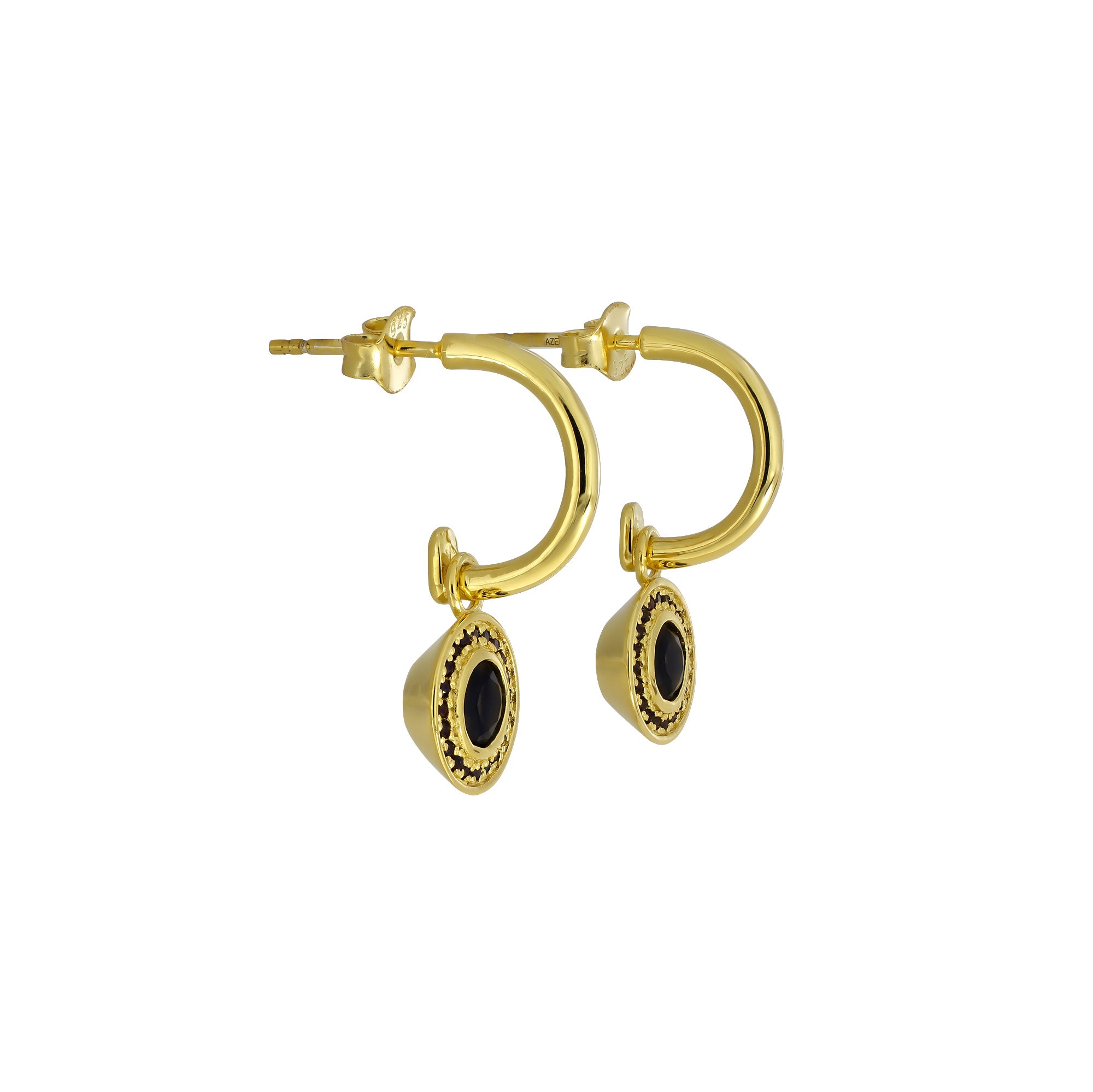 Smoky Quartz & Garnet Drop Earrings in Yellow Gold Vermeil