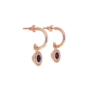 Amethyst & Olivine Drop Earrings in Rose Gold Vermeil