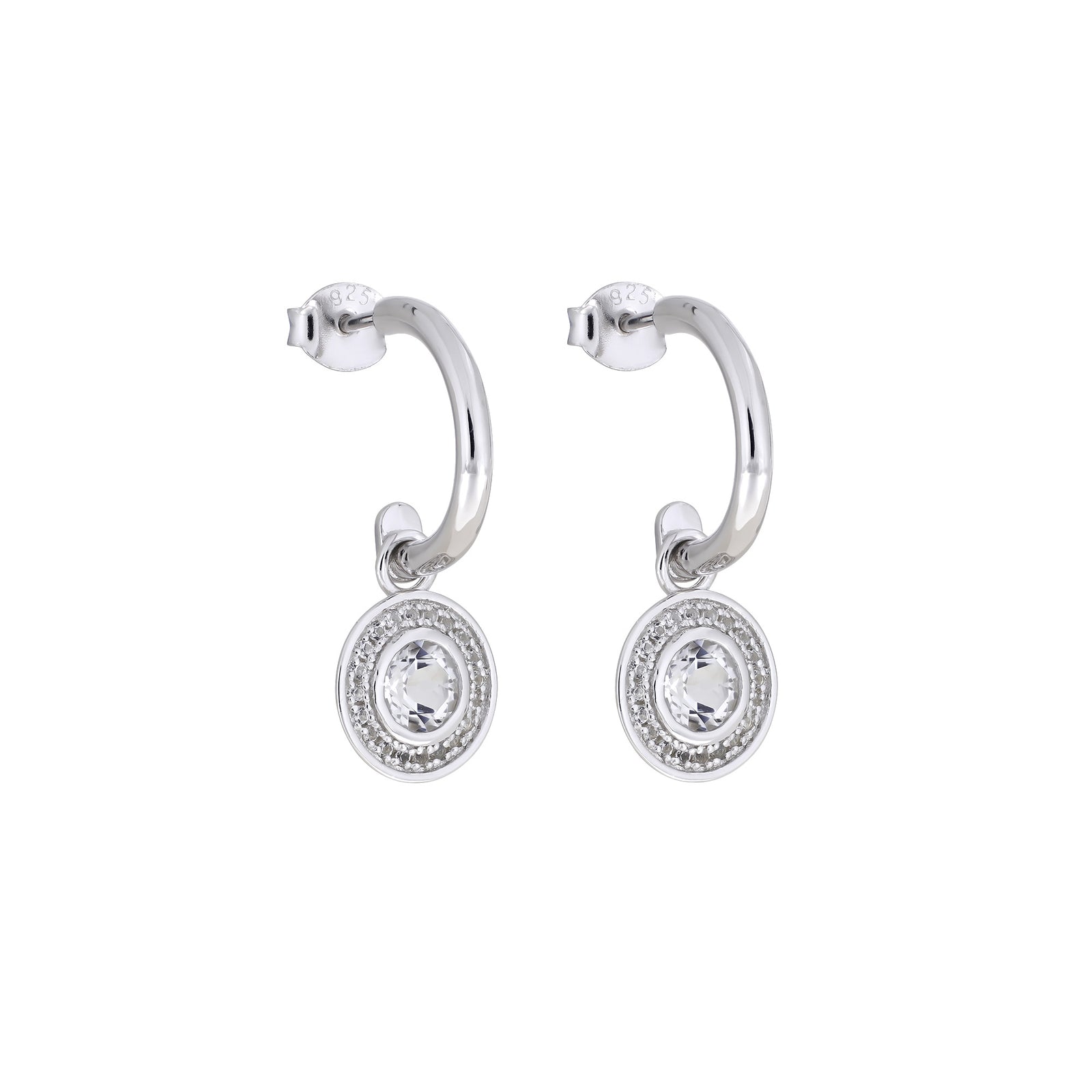 White Topaz Drop Earrings in Sterling Silver