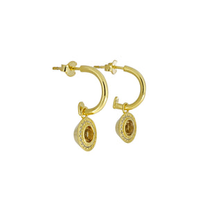 Citrene & White Topaz Drop Earrings in Yellow Gold Vermeil