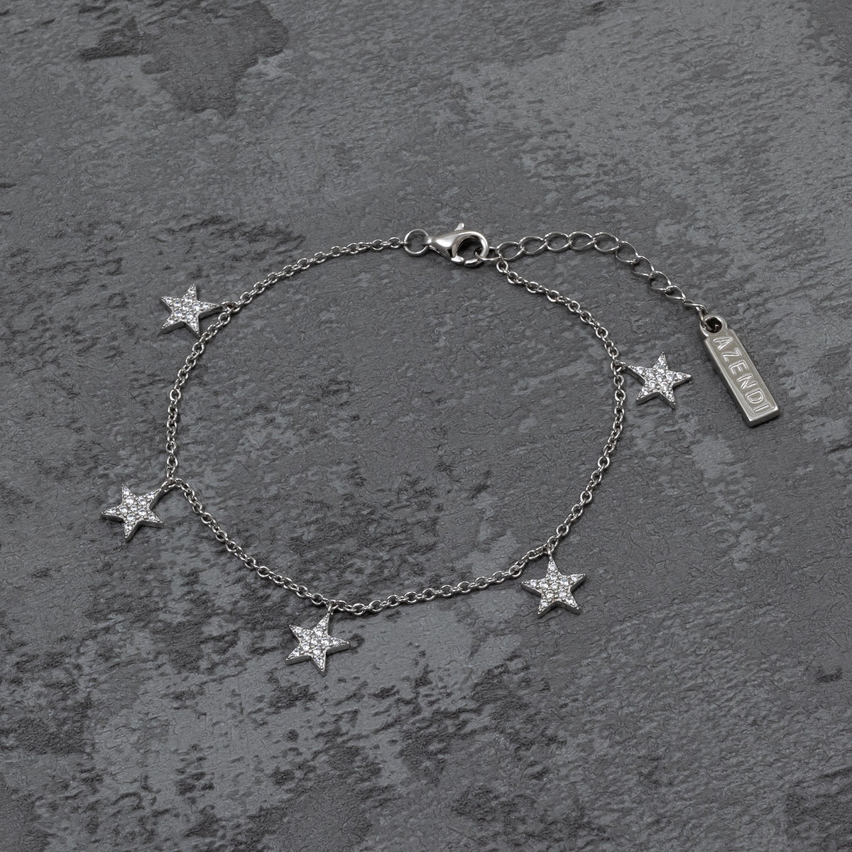 Five Silver Pavé Stars Bracelet