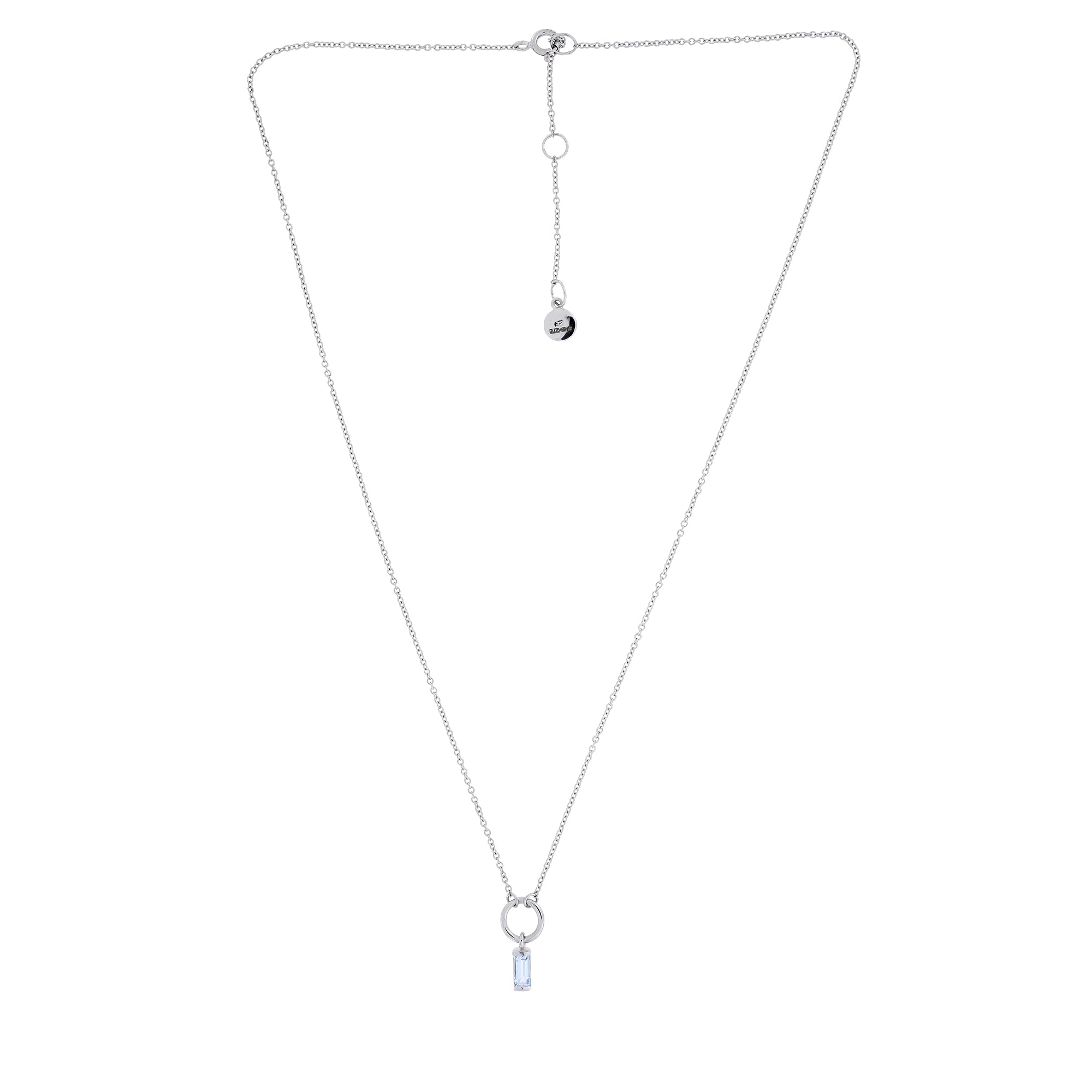 Silver Blue Topaz Baguette Necklace