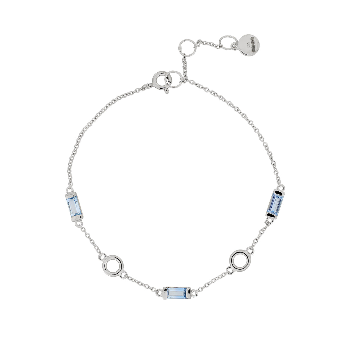 Silver Blue Topaz Baguette Bracelet