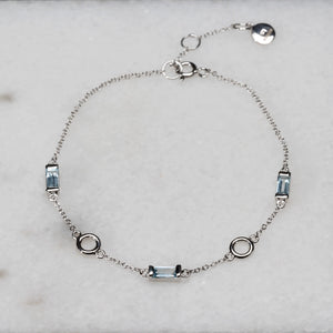 Silver Blue Topaz Baguette Bracelet