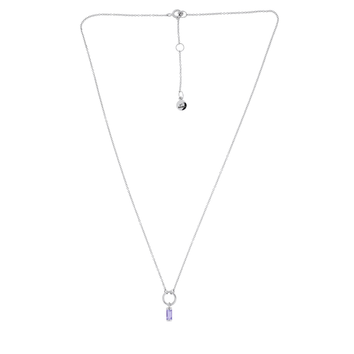 Silver Amethyst Baguette Necklace