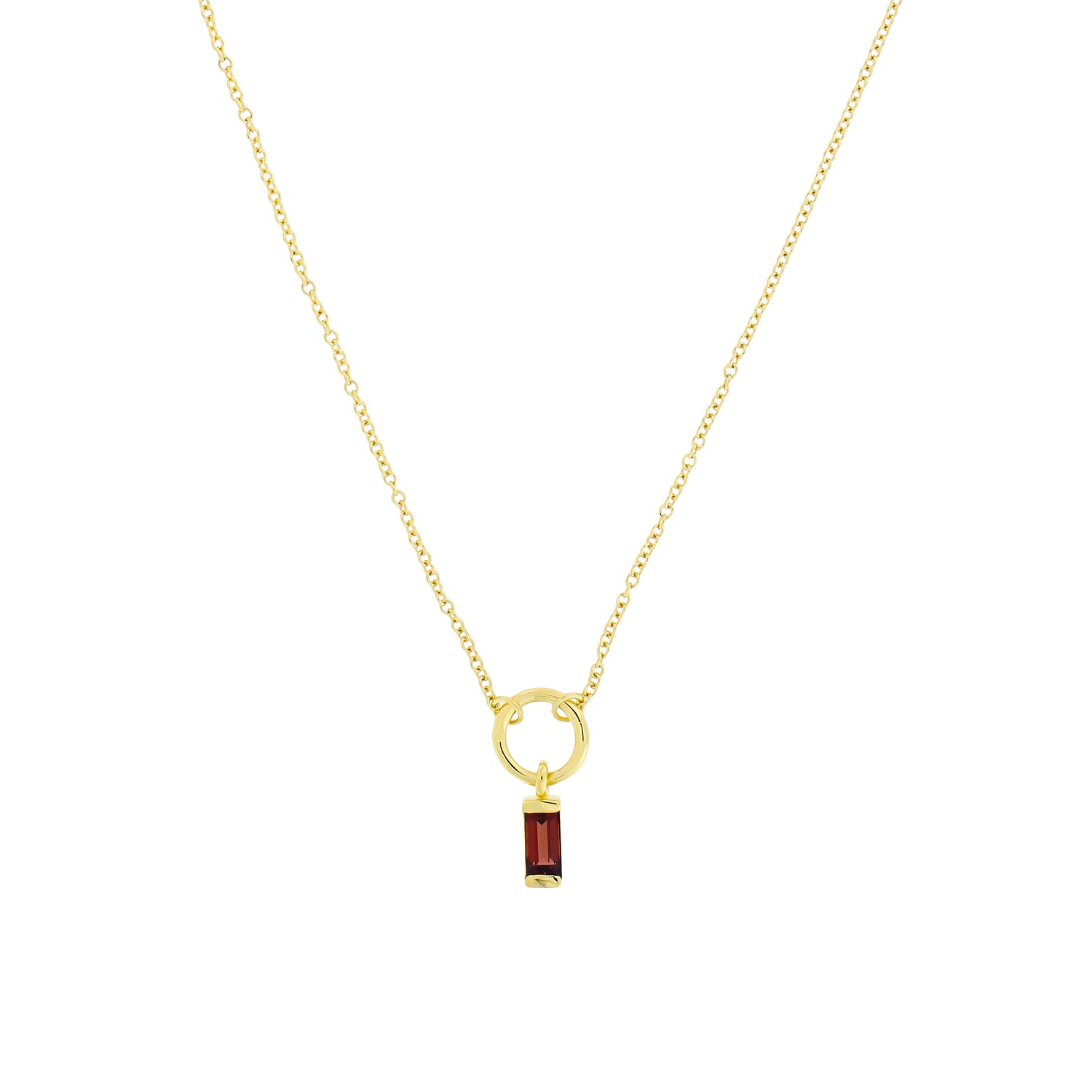 Gold Vermeil Garnet Baguette Necklace