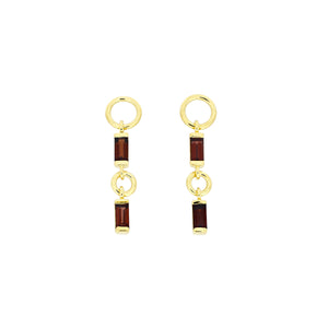 Gold Vermeil Garnet Baguette Drop Earrings