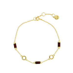 Gold Vermeil Garnet Baguette Bracelet