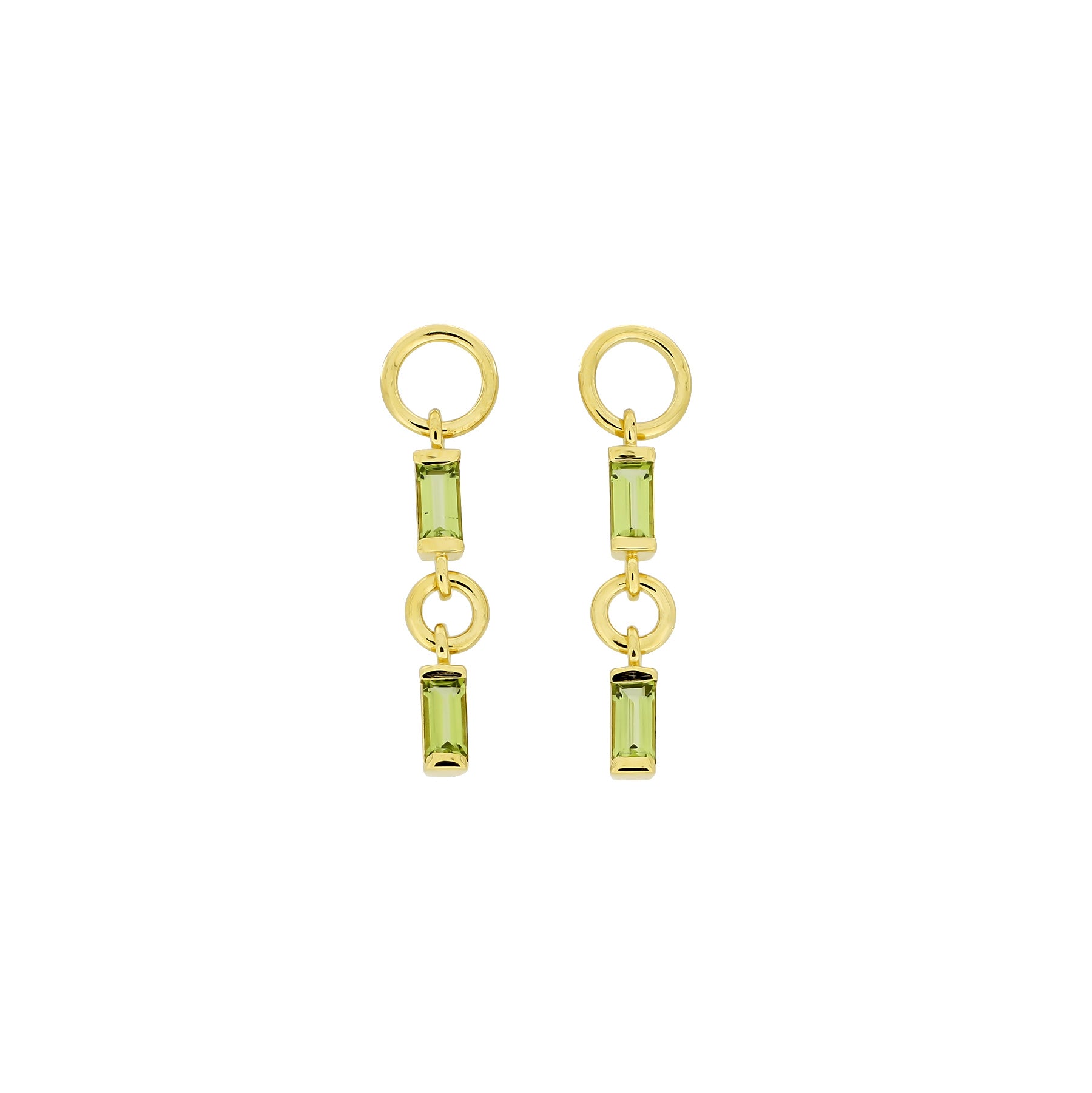 Gold Vermeil Peridot Baguette Drop Earrings