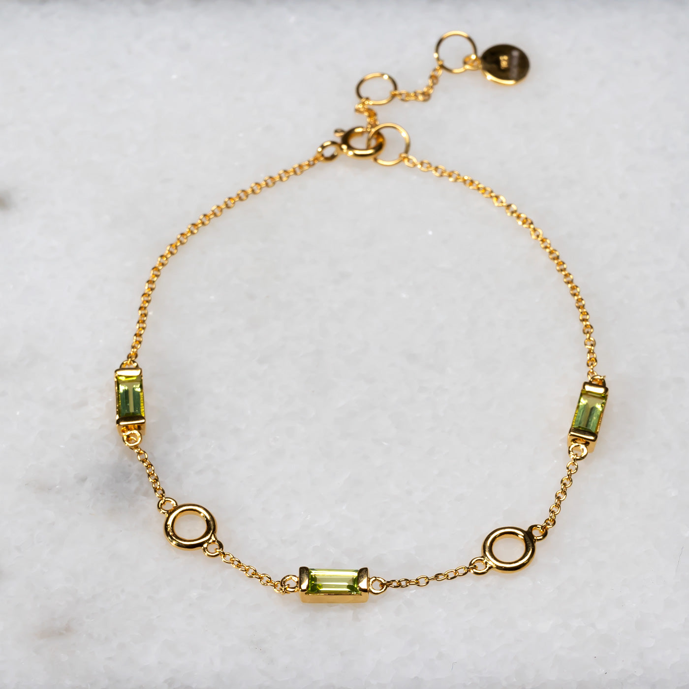 Gold Vermeil Peridot Baguette Bracelet