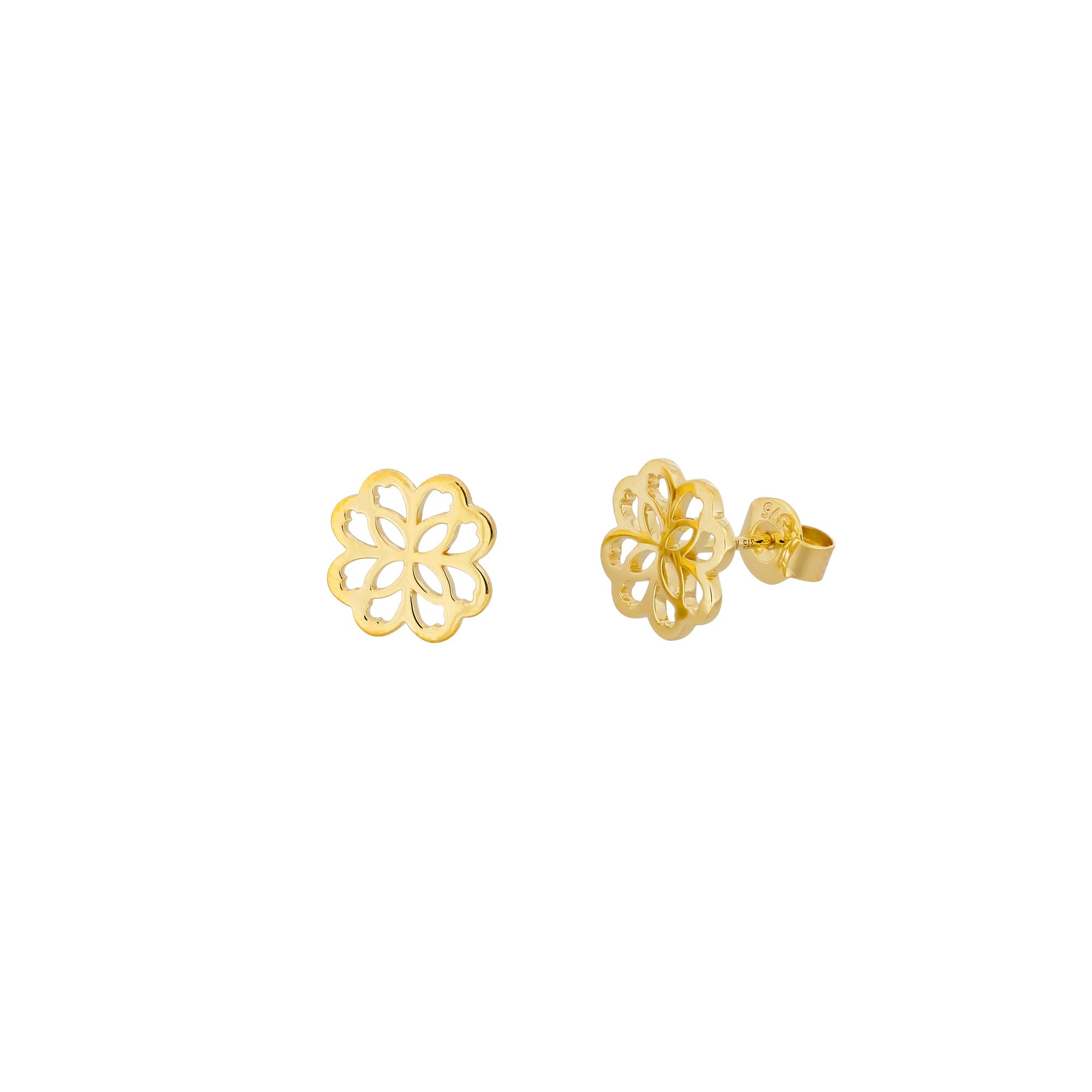9 Carat Yellow Gold Clover Stud Earrings
