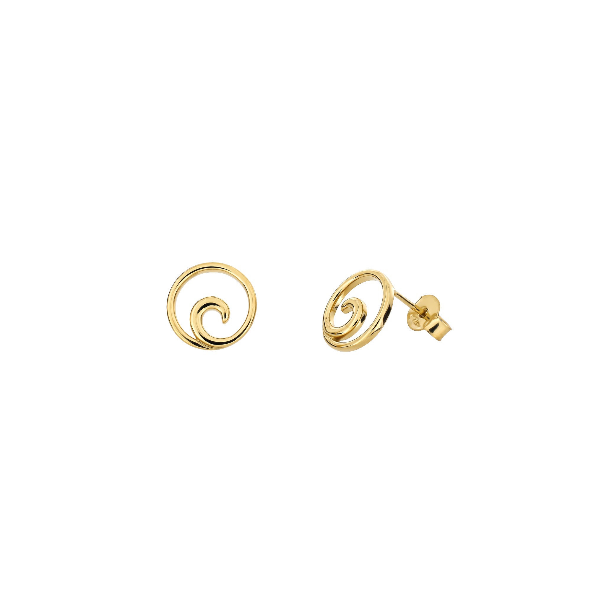 9 Carat Gold Curling Wave Stud Earrings