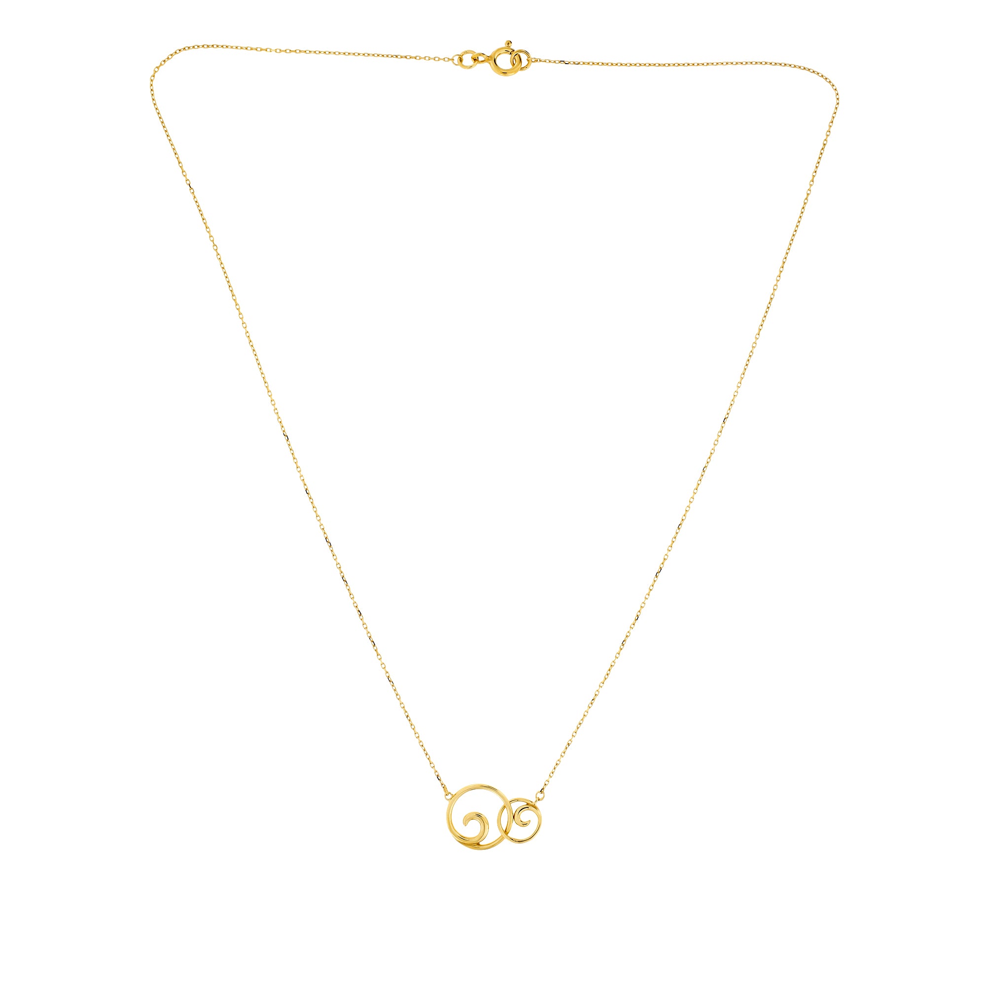 Carat Gold Interlocking Curling Waves Necklace Azendi