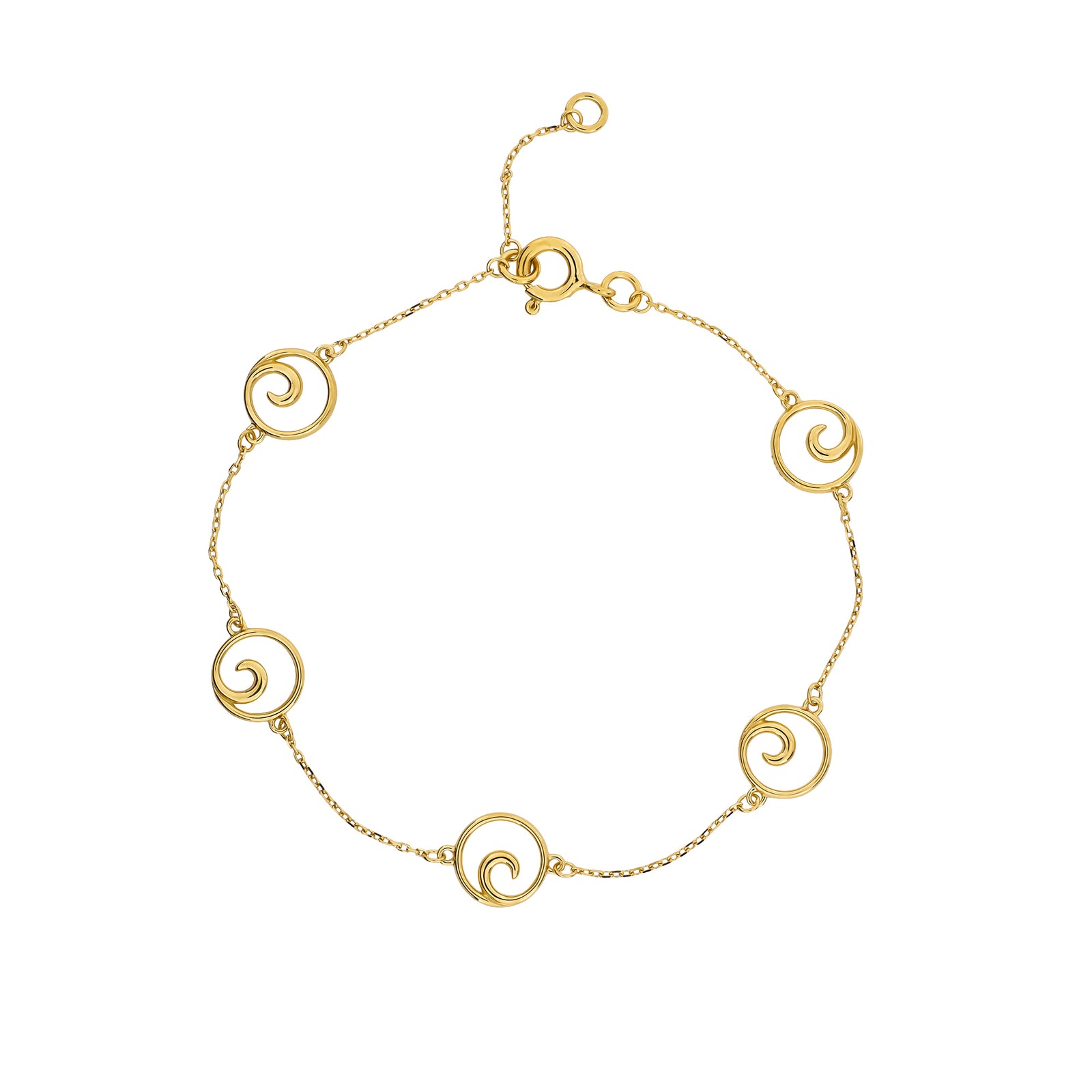 9 Carat Gold Interlocking Curling Waves Bracelet