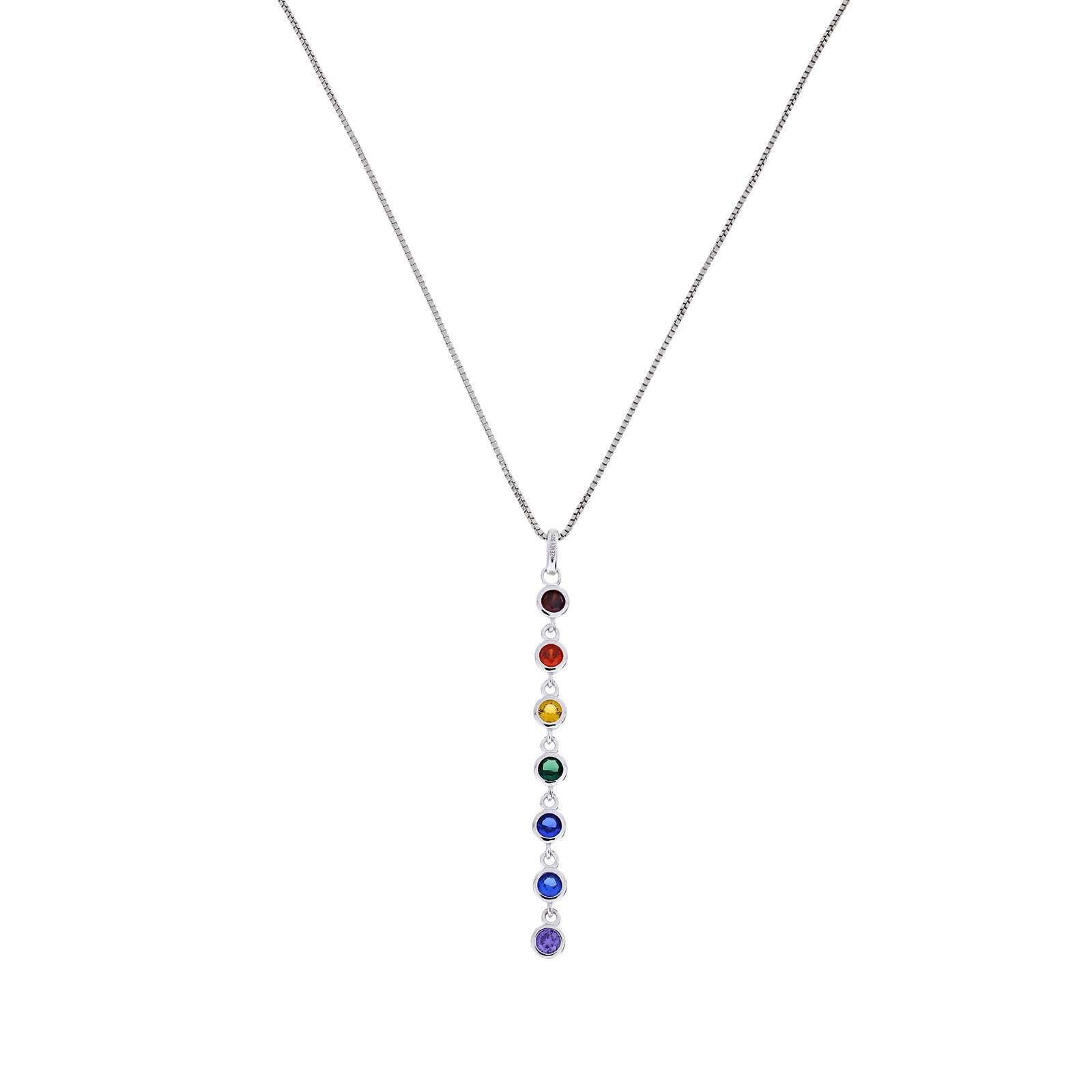 Seven Stones Sparkling Rainbow Drop Pendant