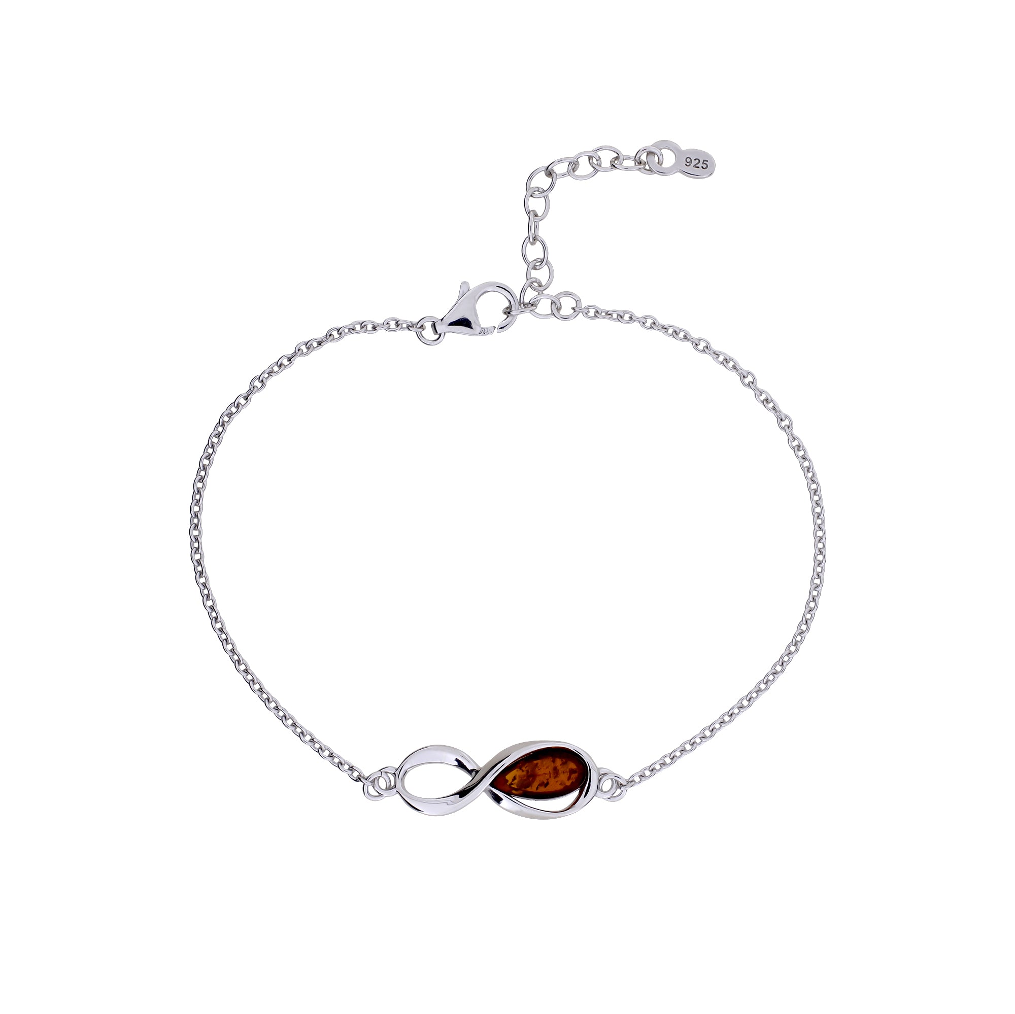 Silver Infinity Amber Bracelet