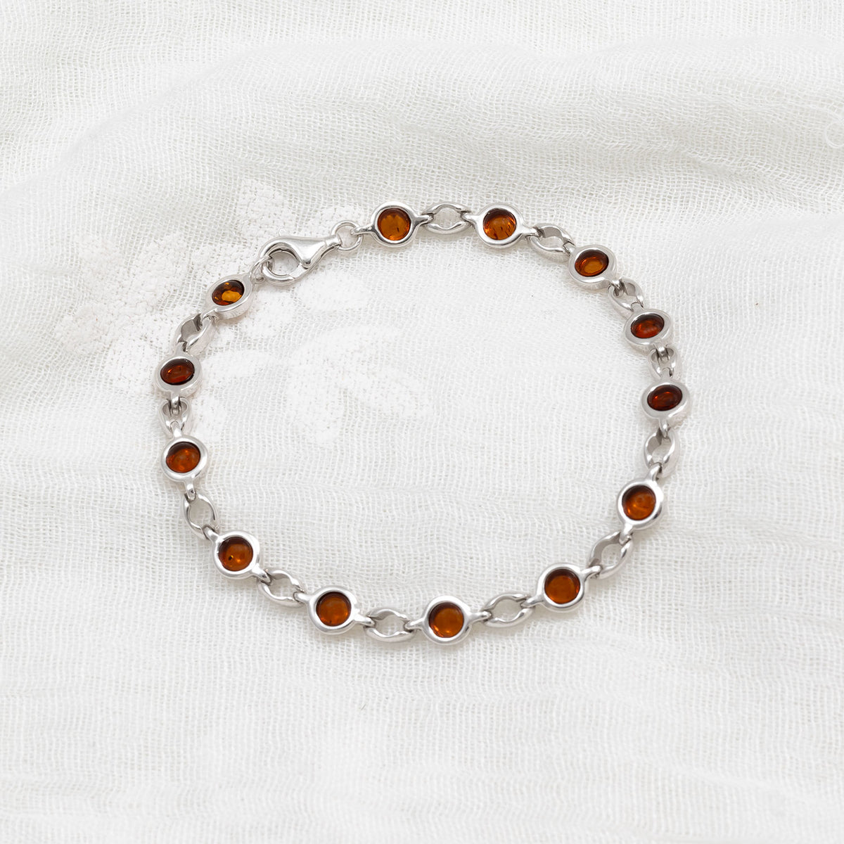Silver Amber Circles Bracelet