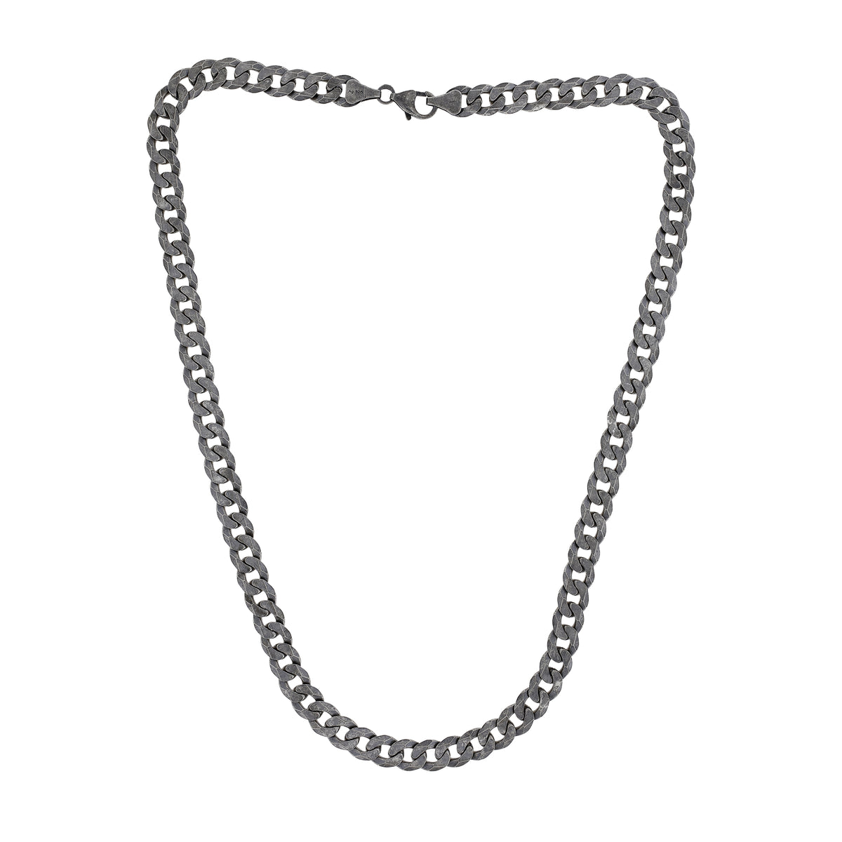 Men&#39;s Oxidised Silver Curb Link Neck Chain