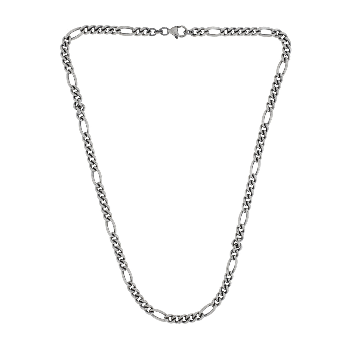 Men&#39;s Oxidised Silver Figaro Link Neck Chain