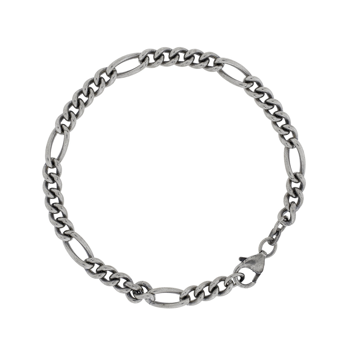 Men&#39;s Oxidised Silver Figaro Link Wrist Chain