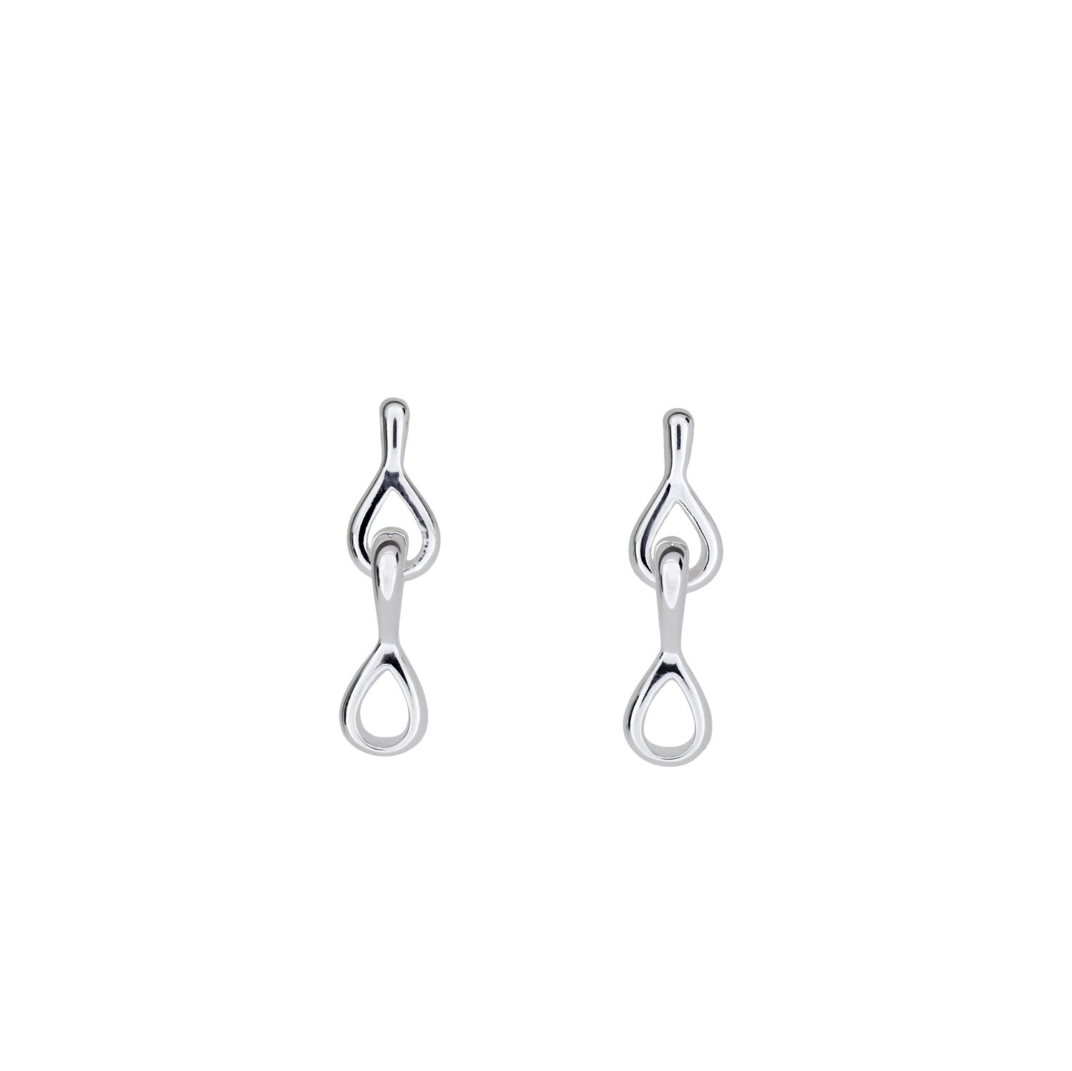 Polished Silver Interlocking Teardrops Link Earrings