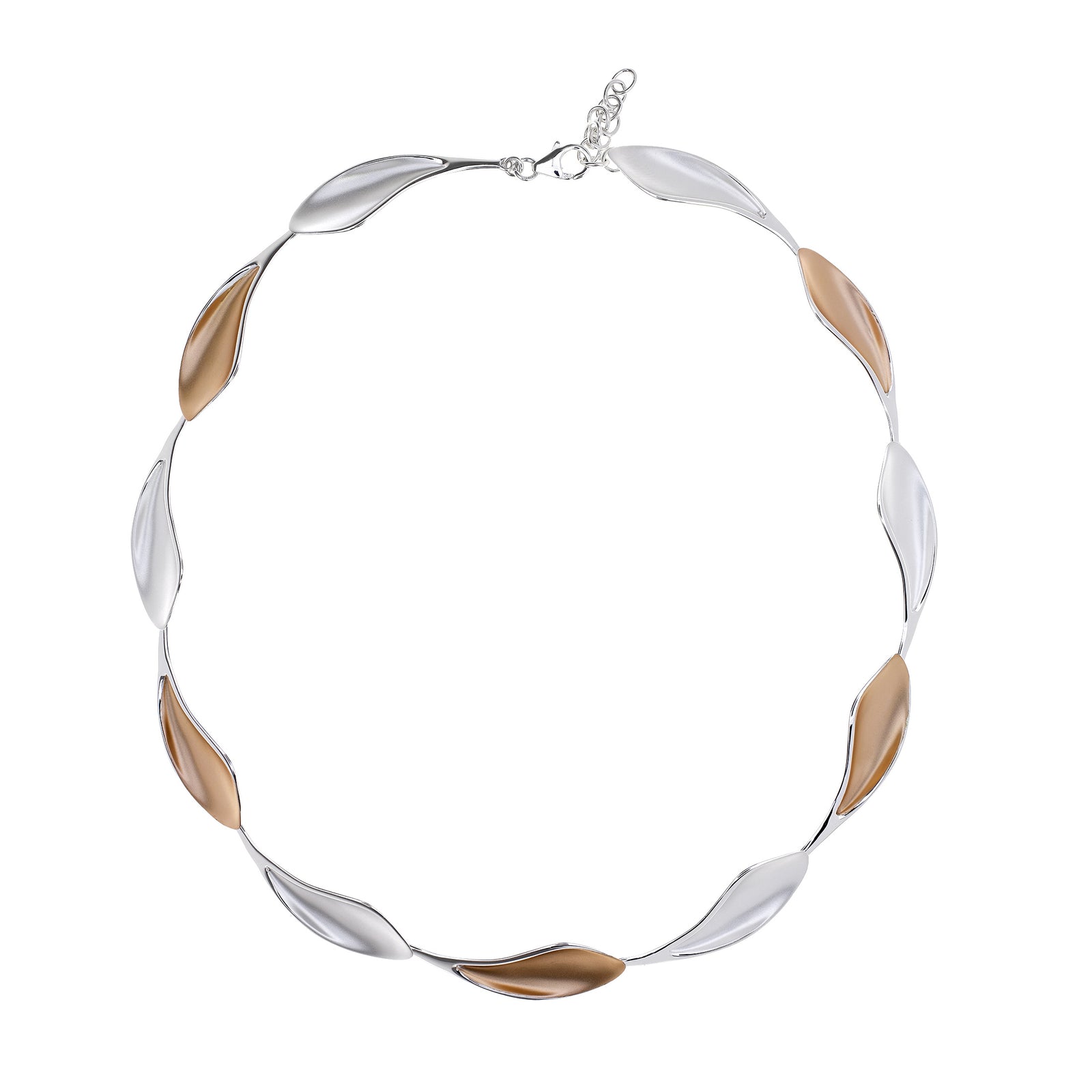 Silver & Rose Vermeil Leaves Link Necklace