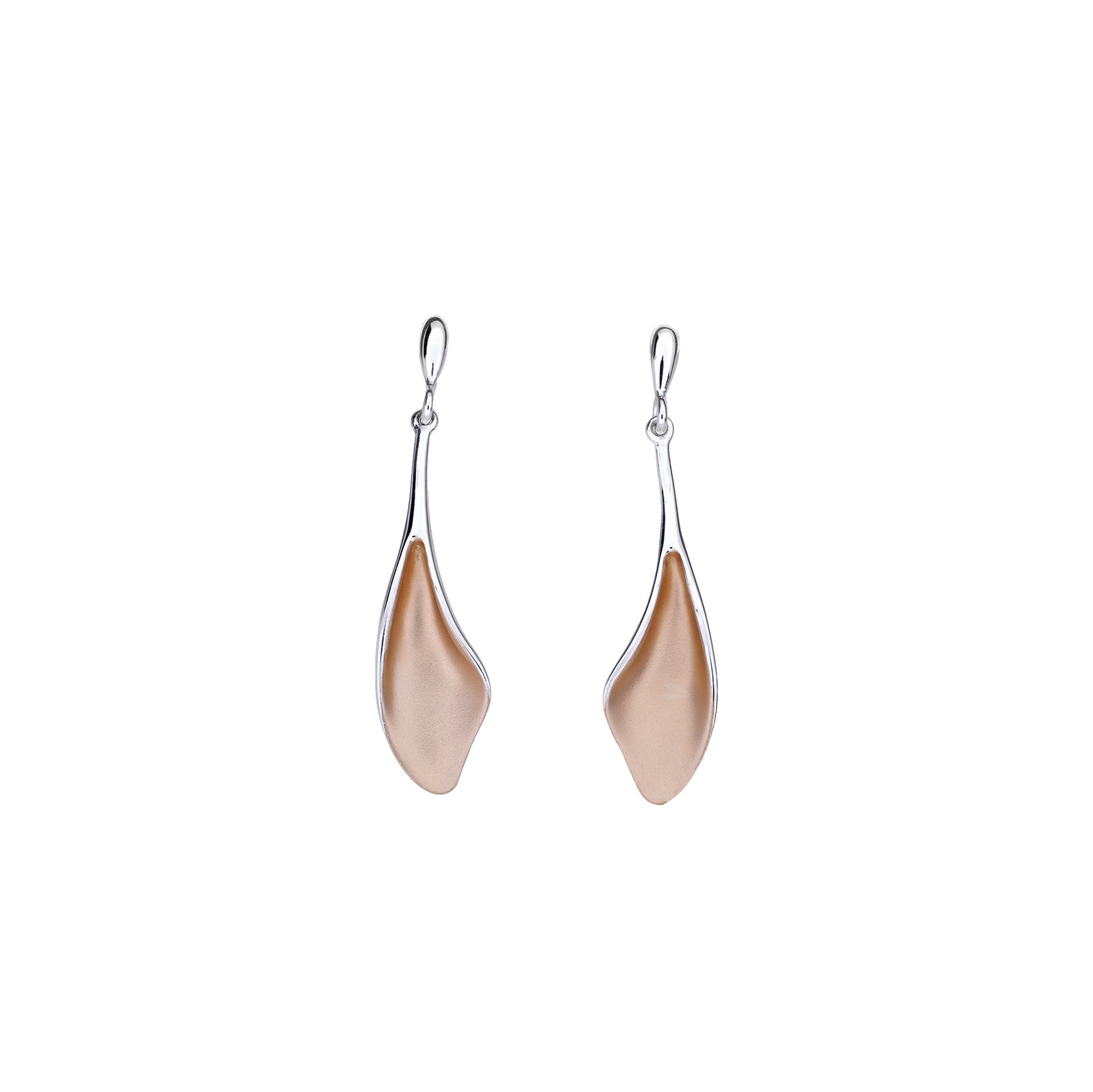 Silver & Rose Vermeil Leaves Drop Earrings
