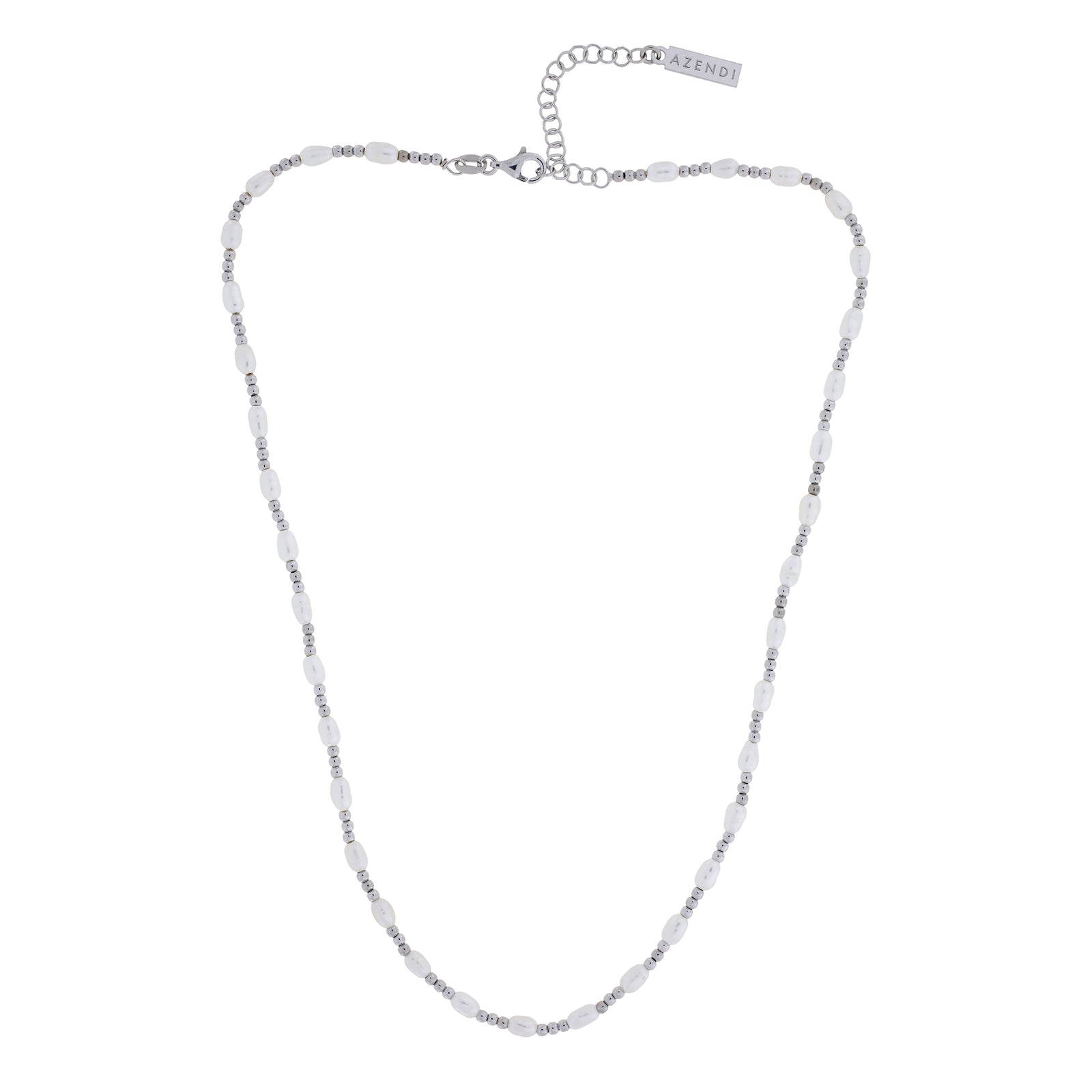 Sterling Silver Oval Freshwater Pearl Necklace